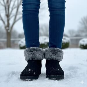 Khombu Black Suede Faux Fur Jessica Boots 10